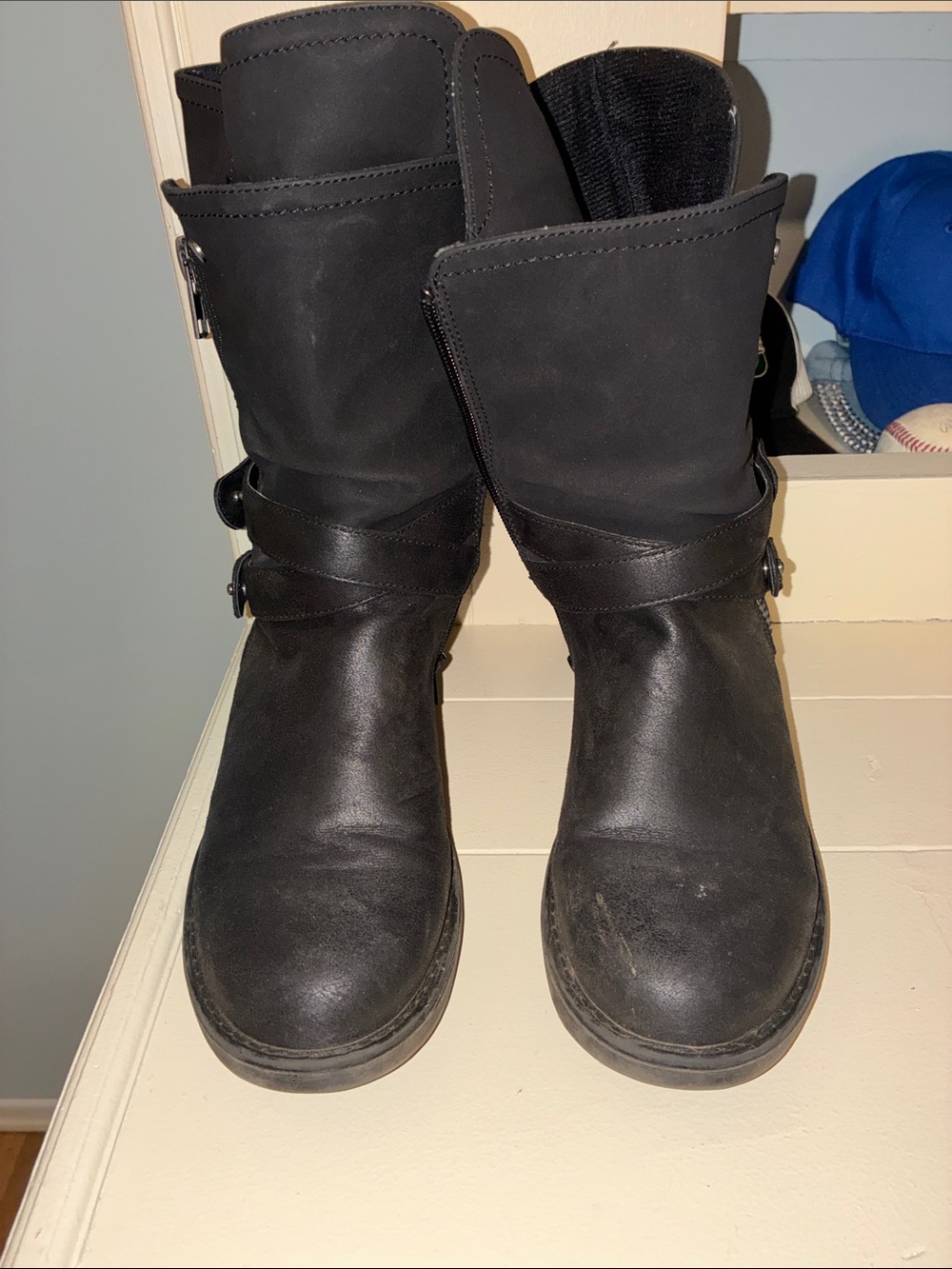 Carlos Santana Black Mid-Calf Heeled Boots